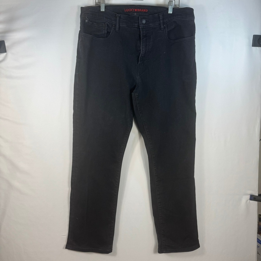 Lucky Brand Mens Black Straight Leg Denim Jeans 38x32 Authentic Denim Wares